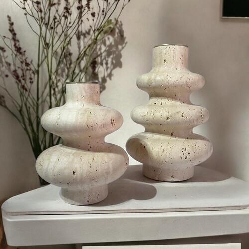 Bloom Travertine Double Vase