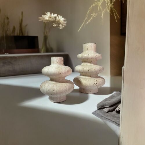 Bloom Travertine Double Vase