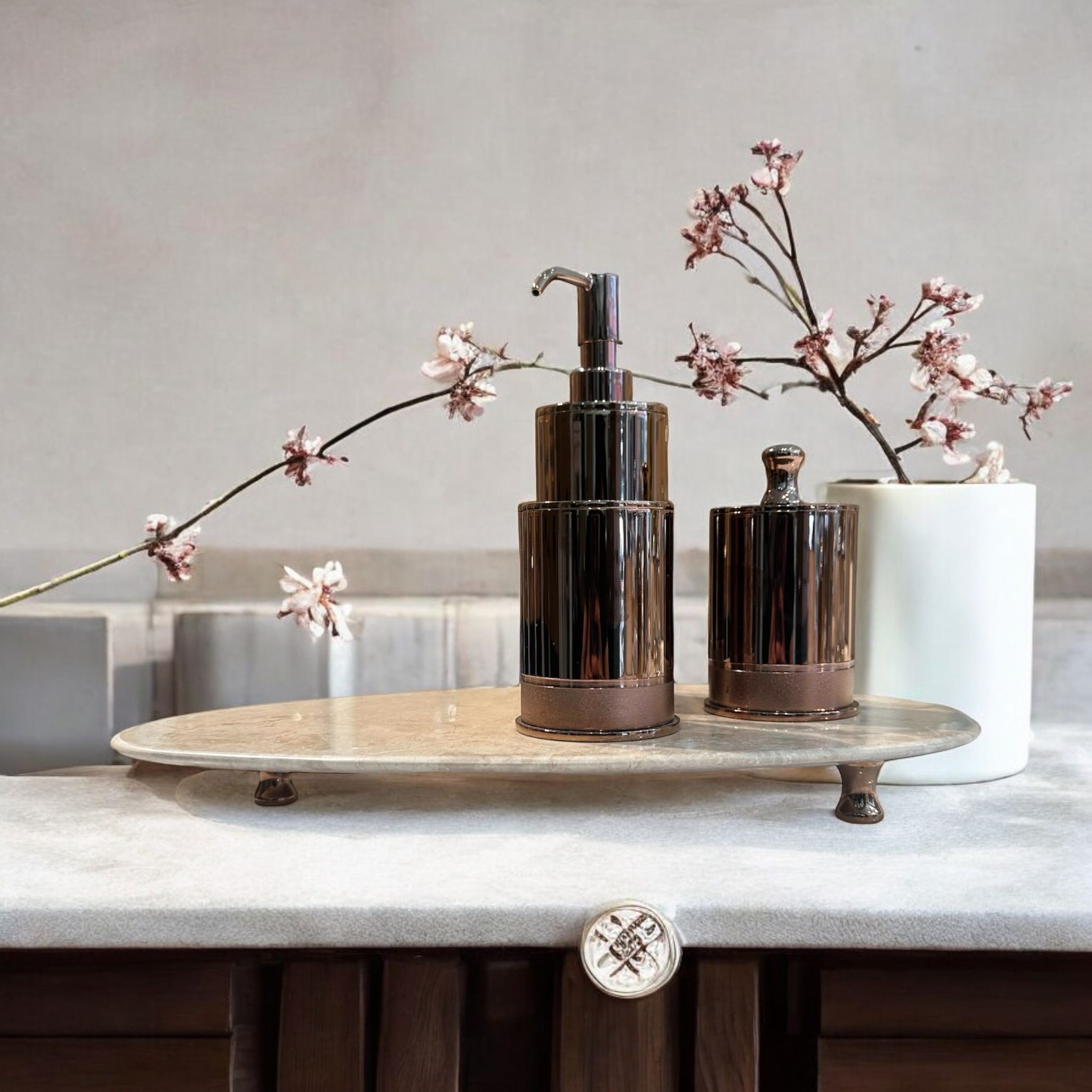 Emy Copper Chrome Bathroom Set